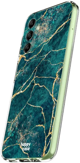 HappyCase Samsung Galaxy A14 Hoesje Flexibel TPU Aqua Marmer Print afbeelding 5