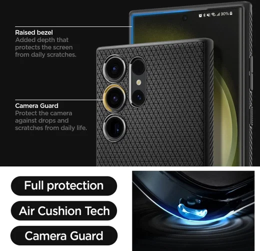 Spigen Liquid Air Samsung Galaxy S23 Ultra Hoesje Back Cover Zwart afbeelding 4