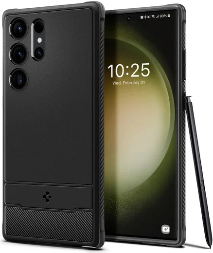 Spigen Rugged Armor Samsung  Galaxy S23 Ultra Hoesje Back Cover Zwart afbeelding 1