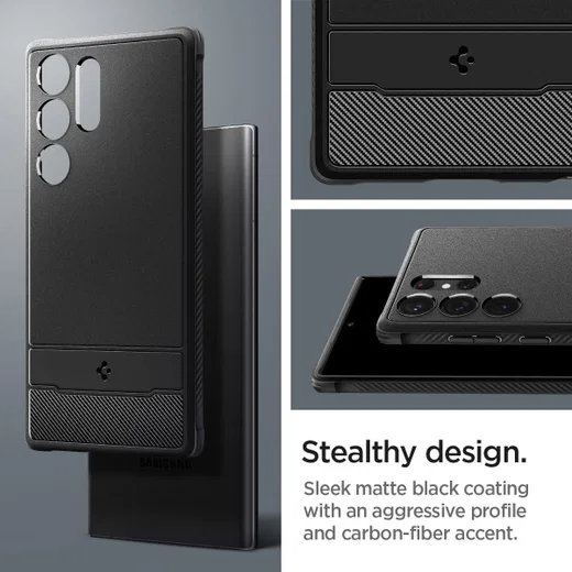Spigen Rugged Armor Samsung  Galaxy S23 Ultra Hoesje Back Cover Zwart afbeelding 3