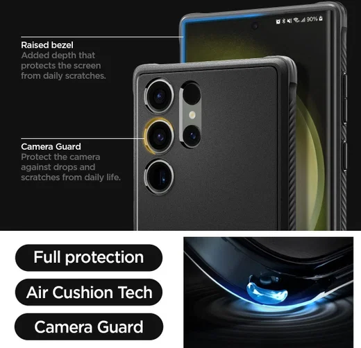 Spigen Rugged Armor Samsung  Galaxy S23 Ultra Hoesje Back Cover Zwart afbeelding 4