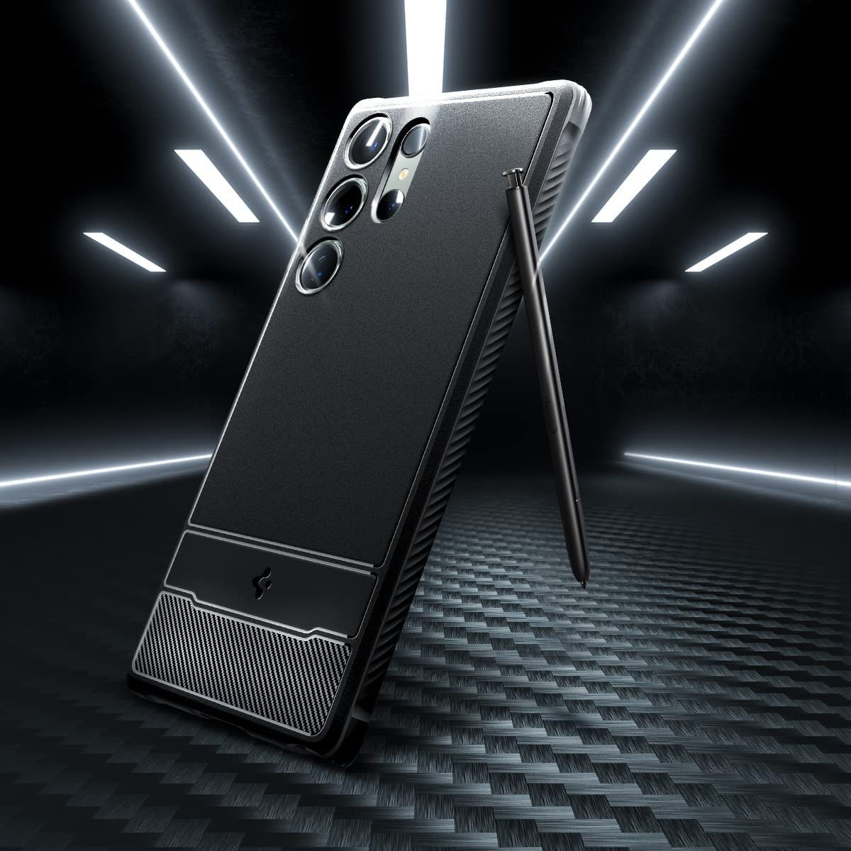 Spigen Rugged Armor Samsung  Galaxy S23 Ultra Hoesje Back Cover Zwart afbeelding 8