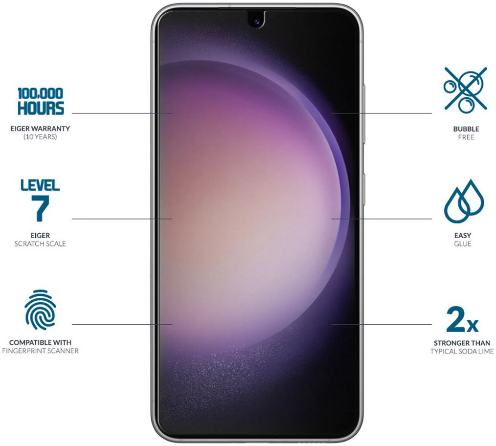 Eiger Samsung S23 / S22 Tempered Glass Case Friendly Screen Protector afbeelding 2
