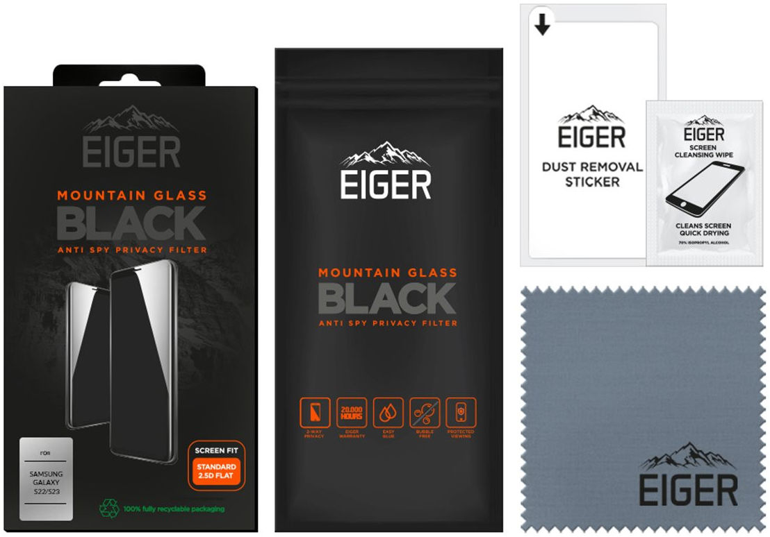 Eiger Samsung Galaxy S23 / S22 Privacy Glass CF Screen Protector afbeelding 4