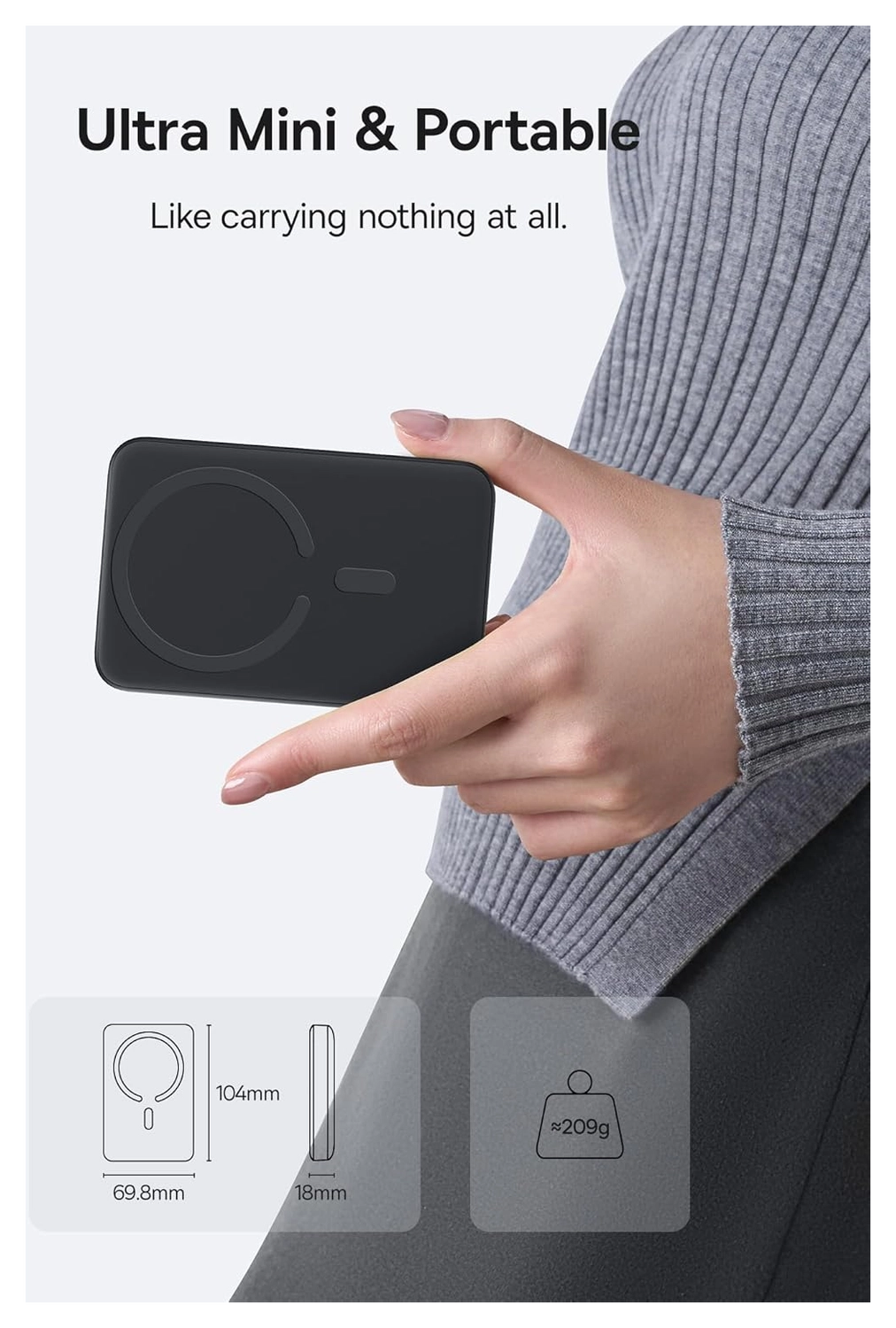 Baseus Megattach 10.000 mAh Powerbank Compact Met MagSafe Zwart 20W afbeelding 10