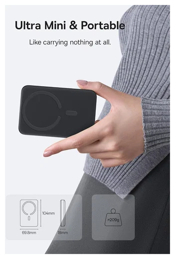 Baseus Megattach 10.000 mAh Powerbank Compact Met MagSafe Zwart 20W afbeelding 10