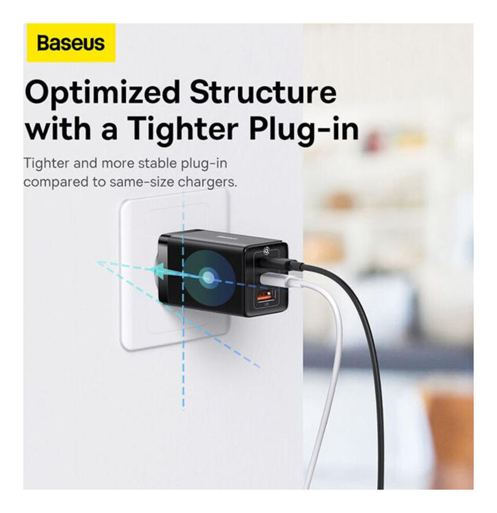 Baseus GaN5 Pro Snellader 65W PD 3.0 + 100W USB-C Kabel 1M Zwart afbeelding 6
