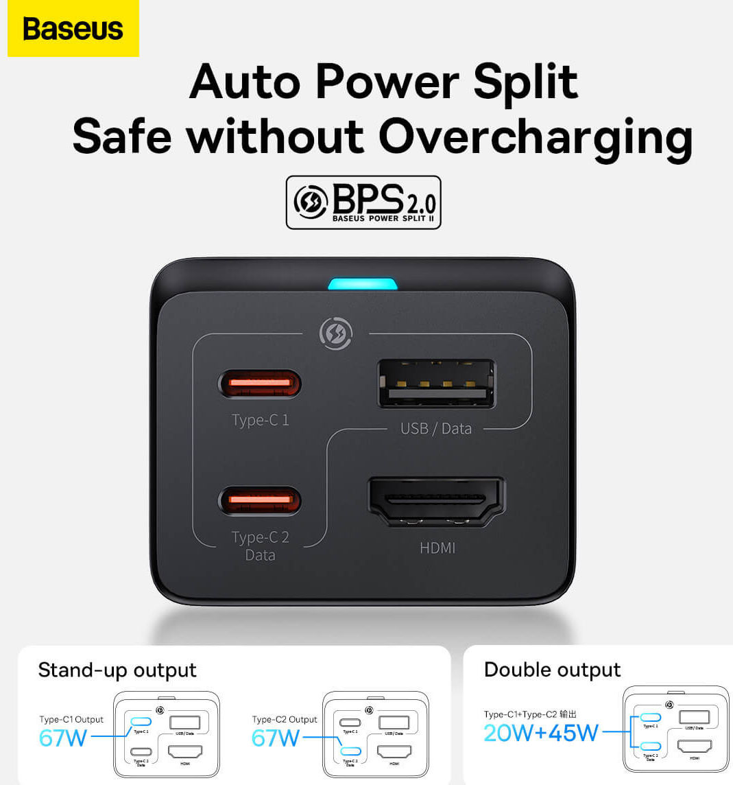 Baseus 67W Laptop Lader USB-C met HDMI Ingang 4K@30Hz afbeelding 5