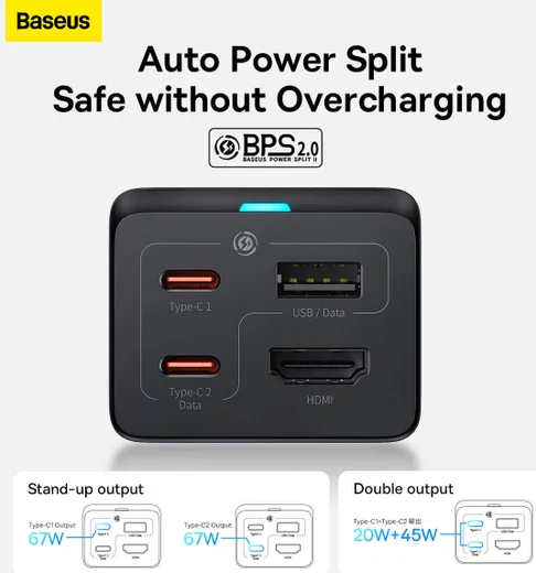Baseus 67W Laptop Lader USB-C met HDMI Ingang 4K@30Hz afbeelding 5