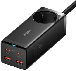Baseus 100W Laptop Lader USB-C + USB-A met Stopcontact Zwart afbeelding