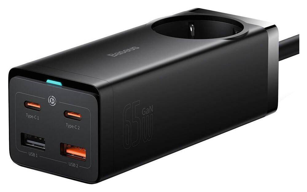 Baseus GaN3 Pro 65W Snellader Laptop/MacBook met Stopcontact Zwart afbeelding 1
