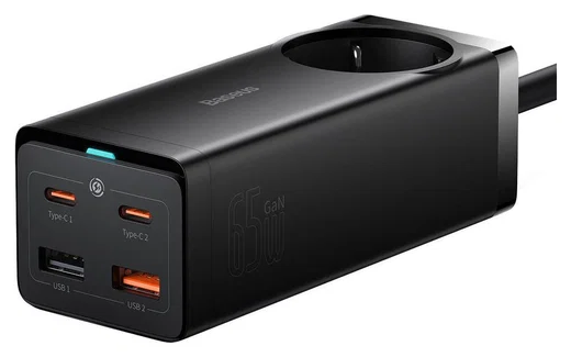 Baseus GaN3 Pro 65W Snellader Laptop/MacBook met Stopcontact Zwart afbeelding 1