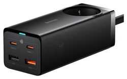 Baseus GaN3 Pro 65W Snellader Laptop/MacBook met Stopcontact Zwart afbeelding