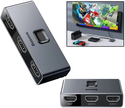 Baseus Matrix HDMI Splitter - HDMI Divider voor TV/Monitor Grijs afbeelding 2
