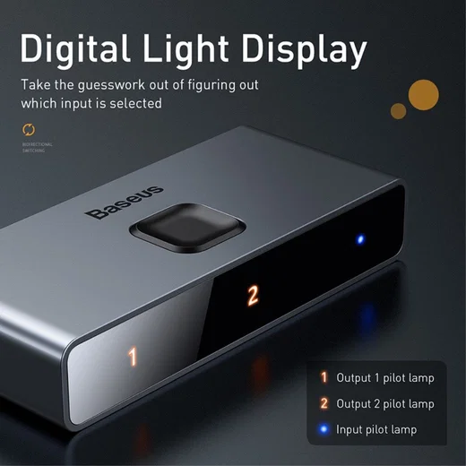 Baseus Matrix HDMI Splitter - HDMI Divider voor TV/Monitor Grijs afbeelding 4