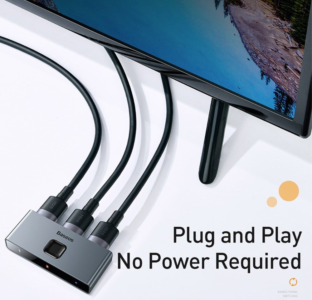 Baseus Matrix HDMI Splitter - HDMI Divider voor TV/Monitor Grijs afbeelding 7