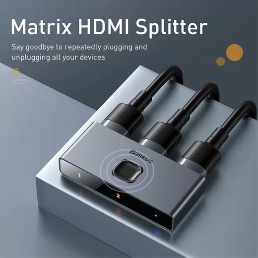 Baseus Matrix HDMI Splitter - HDMI Divider voor TV/Monitor Grijs afbeelding 3