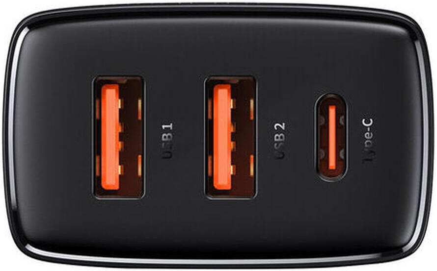 Baseus Compacte Trio Snellader 30W USB/USB-C Adapter Fast Charge Zwart afbeelding 2