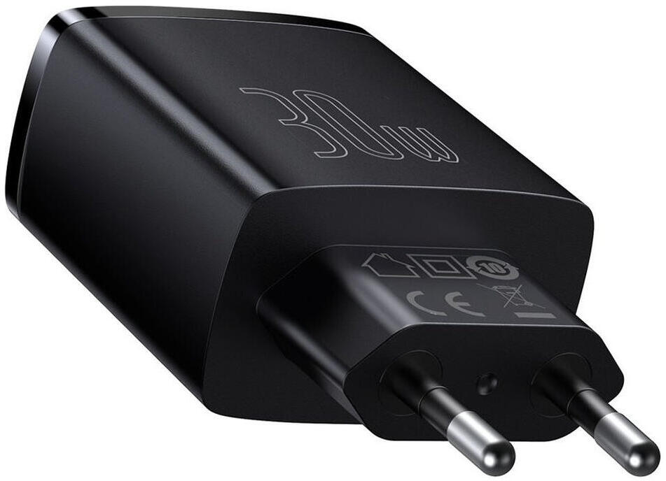Baseus Compacte Trio Snellader 30W USB/USB-C Adapter Fast Charge Zwart afbeelding 6