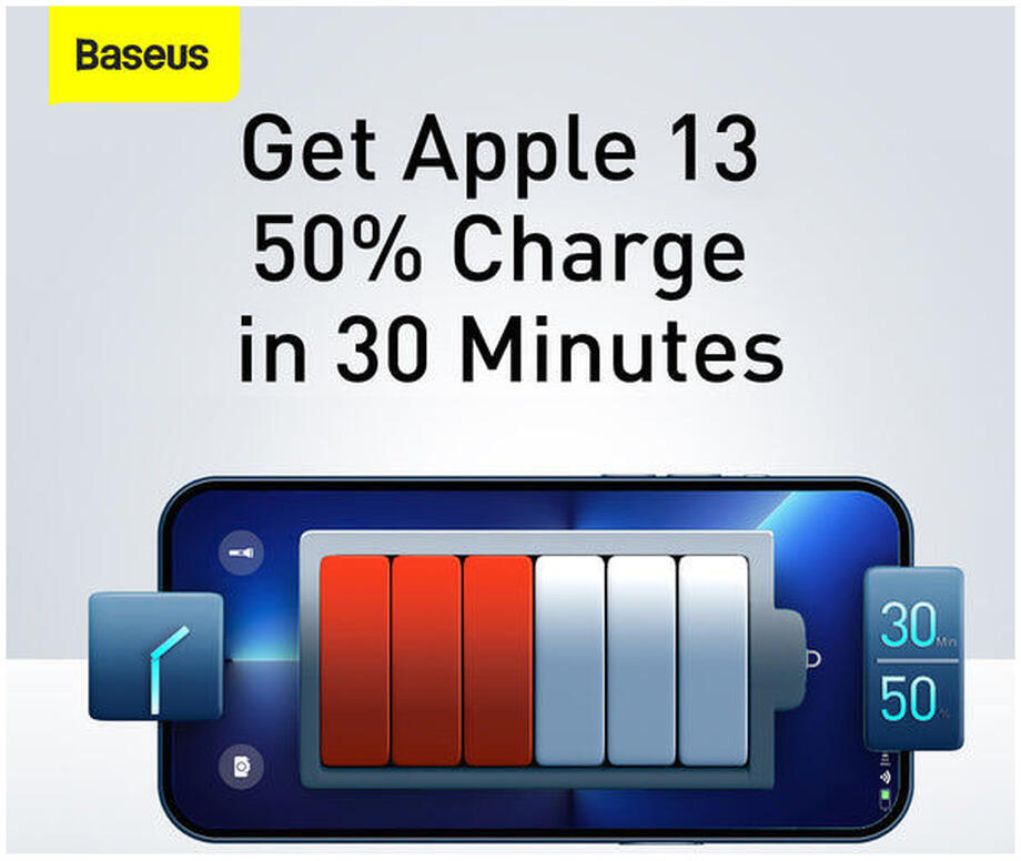Baseus Compacte Trio Snellader 30W USB/USB-C Adapter Fast Charge Zwart afbeelding 5