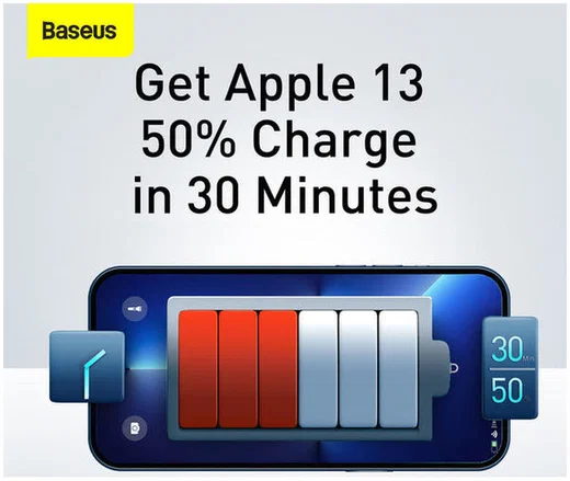 Baseus Compacte Trio Snellader 30W USB/USB-C Adapter Fast Charge Zwart afbeelding 5