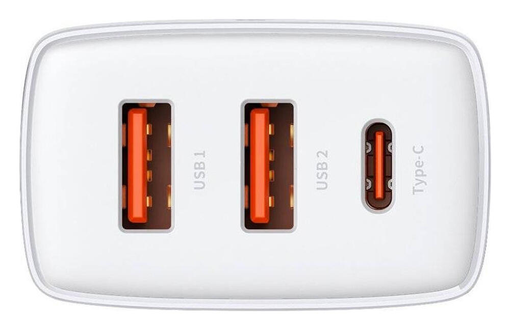 Baseus Compacte Trio Snellader 30W USB/USB-C Adapter Fast Charge Wit afbeelding 2
