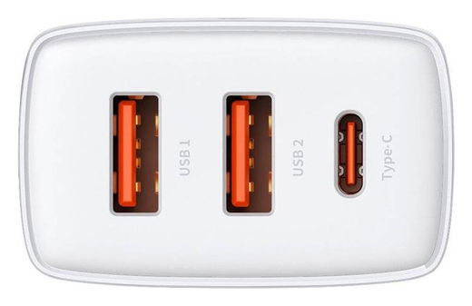 Baseus Compacte Trio Snellader 30W USB/USB-C Adapter Fast Charge Wit afbeelding 2