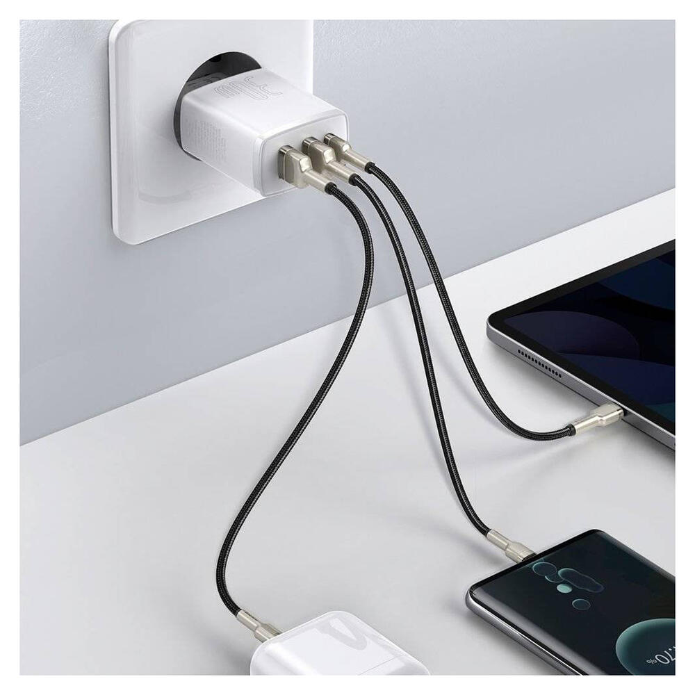 Baseus Compacte Trio Snellader 30W USB/USB-C Adapter Fast Charge Wit afbeelding 4