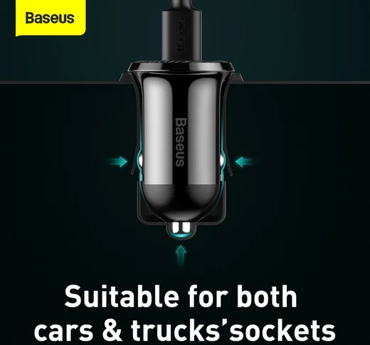 Baseus Compacte Dubbele USB Poort Autolader 4.8A Zwart afbeelding 8