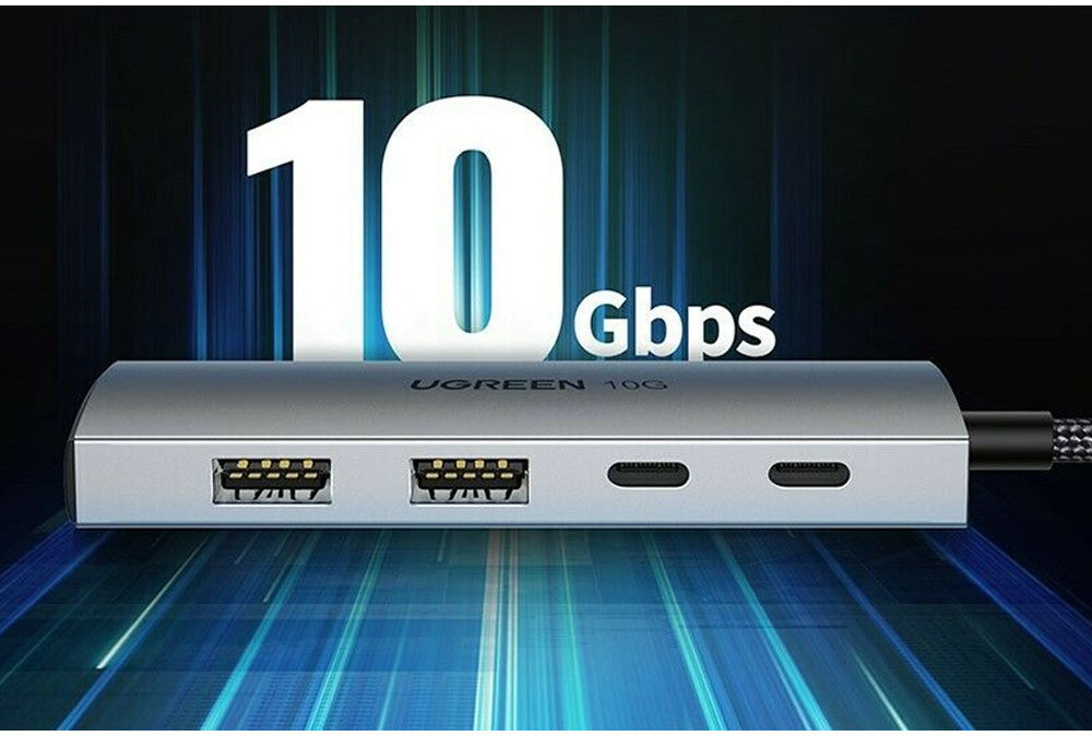 UGREEN Hub USB-C naar USB-A/USB-C 3.2 Adapter 10Gbps Grijs afbeelding 3