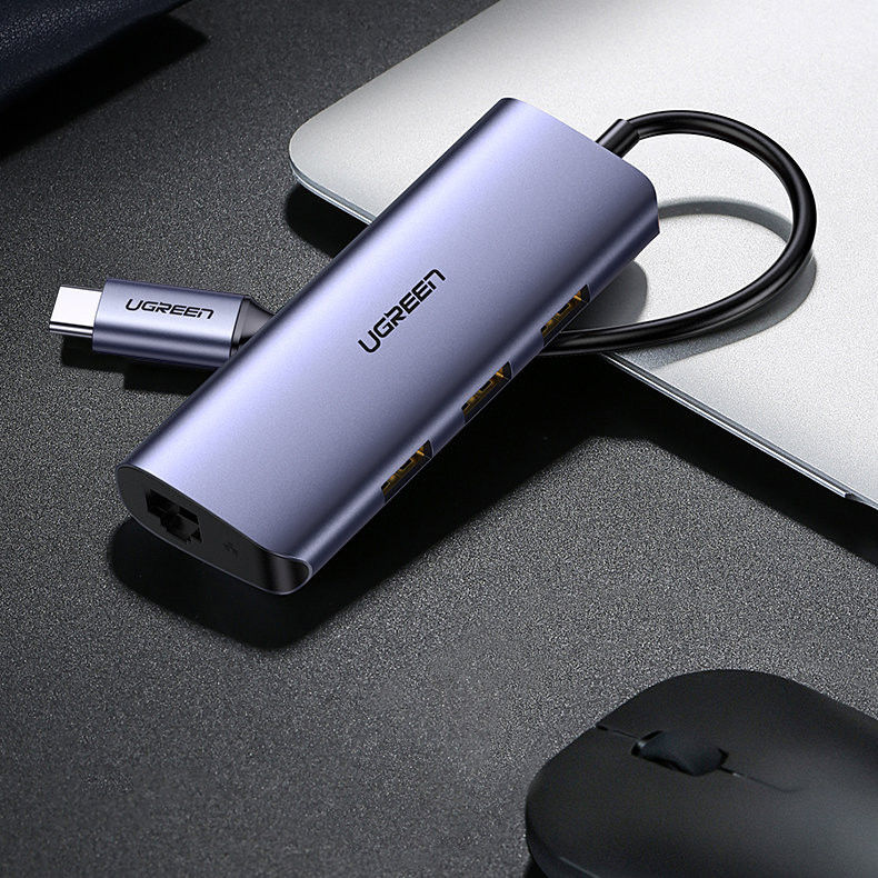 UGREEN USB-C naar 3x USB 3.0/RJ45 Ethernet 1000Mbps/Micro USB Adapter afbeelding 8