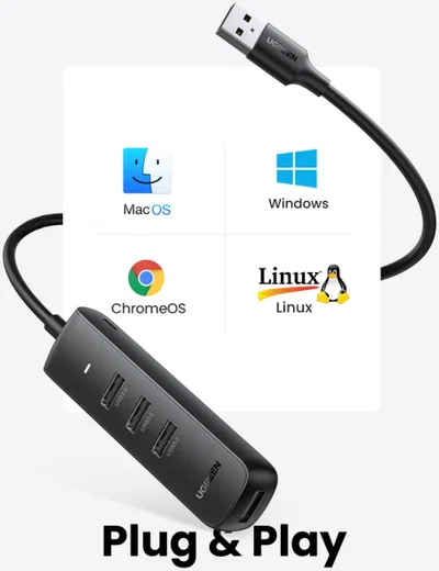 UGREEN USB-A naar USB 3.0/USB-C Hub voor MacBook 25CM afbeelding 2