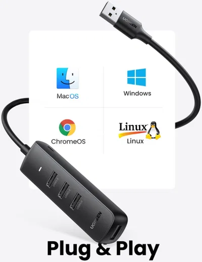 UGREEN USB-A naar USB 3.0/USB-C Hub voor MacBook 100CM afbeelding 2