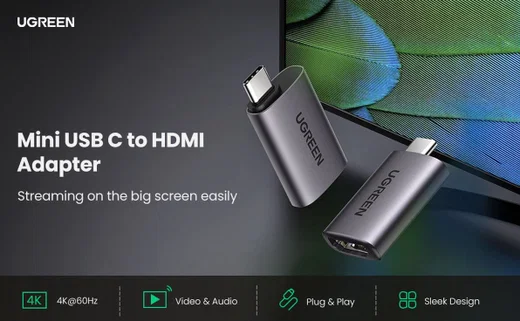 UGREEN USB-C / Thunderbolt 3 naar HDMI 2.0 Female Adapter Grijs afbeelding 3