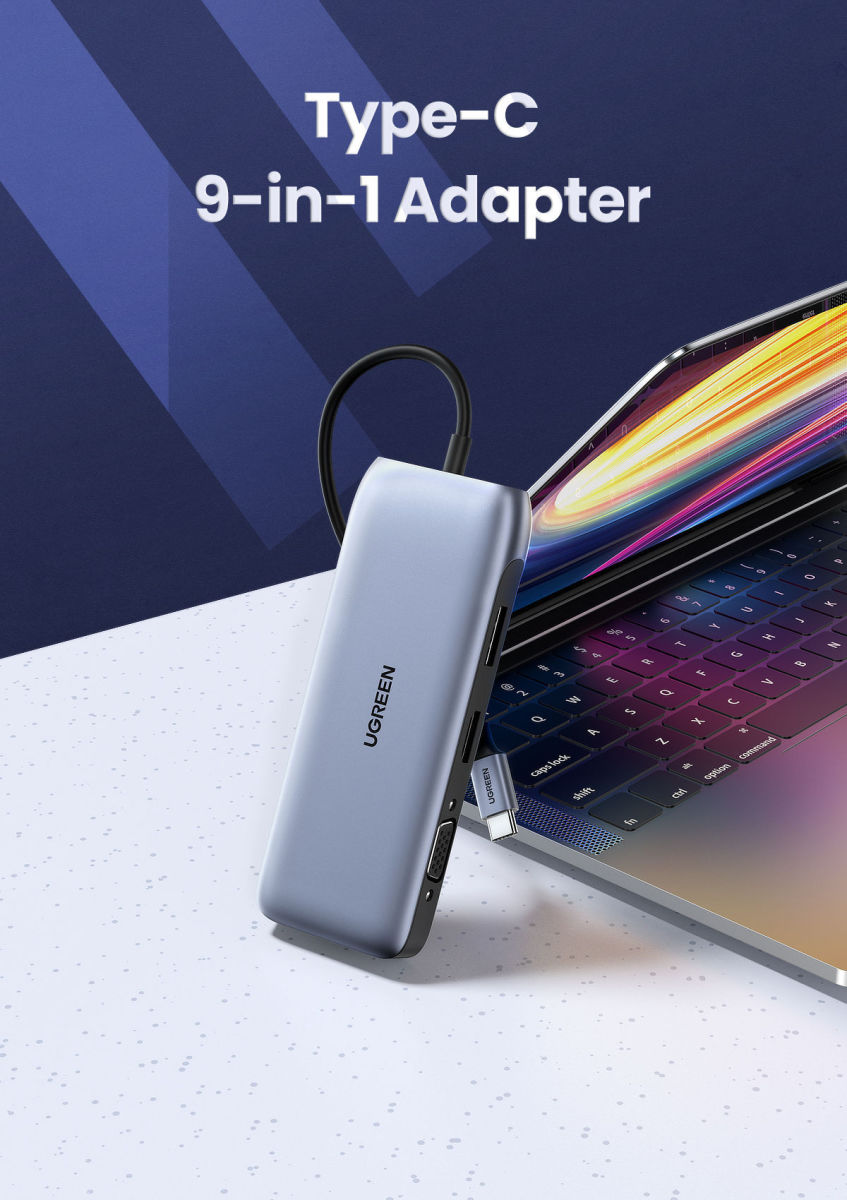 UGREEN Multifunctionele 9-in-1 USB-C Hub voor Laptop/MacBook Grijs afbeelding 6
