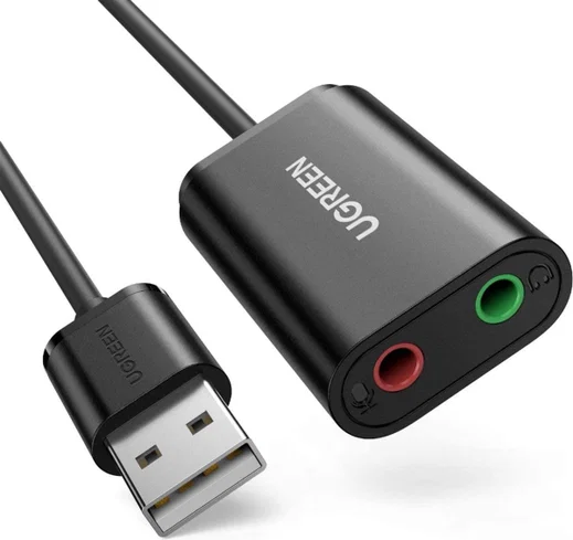 UGREEN Externe USB Geluidskaart voor 3.5 mm Jack Zwart afbeelding 1