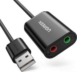 UGREEN Externe USB Geluidskaart voor 3.5 mm Jack Zwart afbeelding