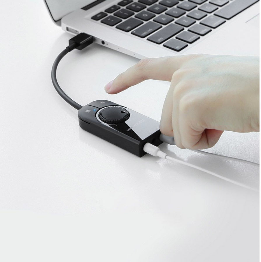 UGREEN USB naar 3.5mm Jack Adapter met Geluidregelaar Zwart afbeelding 4