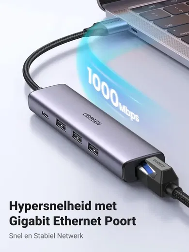 UGREEN 5-in-1 USB-A Hub met USB-A / USB-C / Ethernet voor Laptop/Macbook afbeelding 4