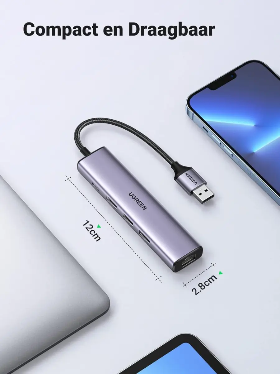 UGREEN 5-in-1 USB-A Hub met USB-A / USB-C / Ethernet voor Laptop/Macbook afbeelding 6