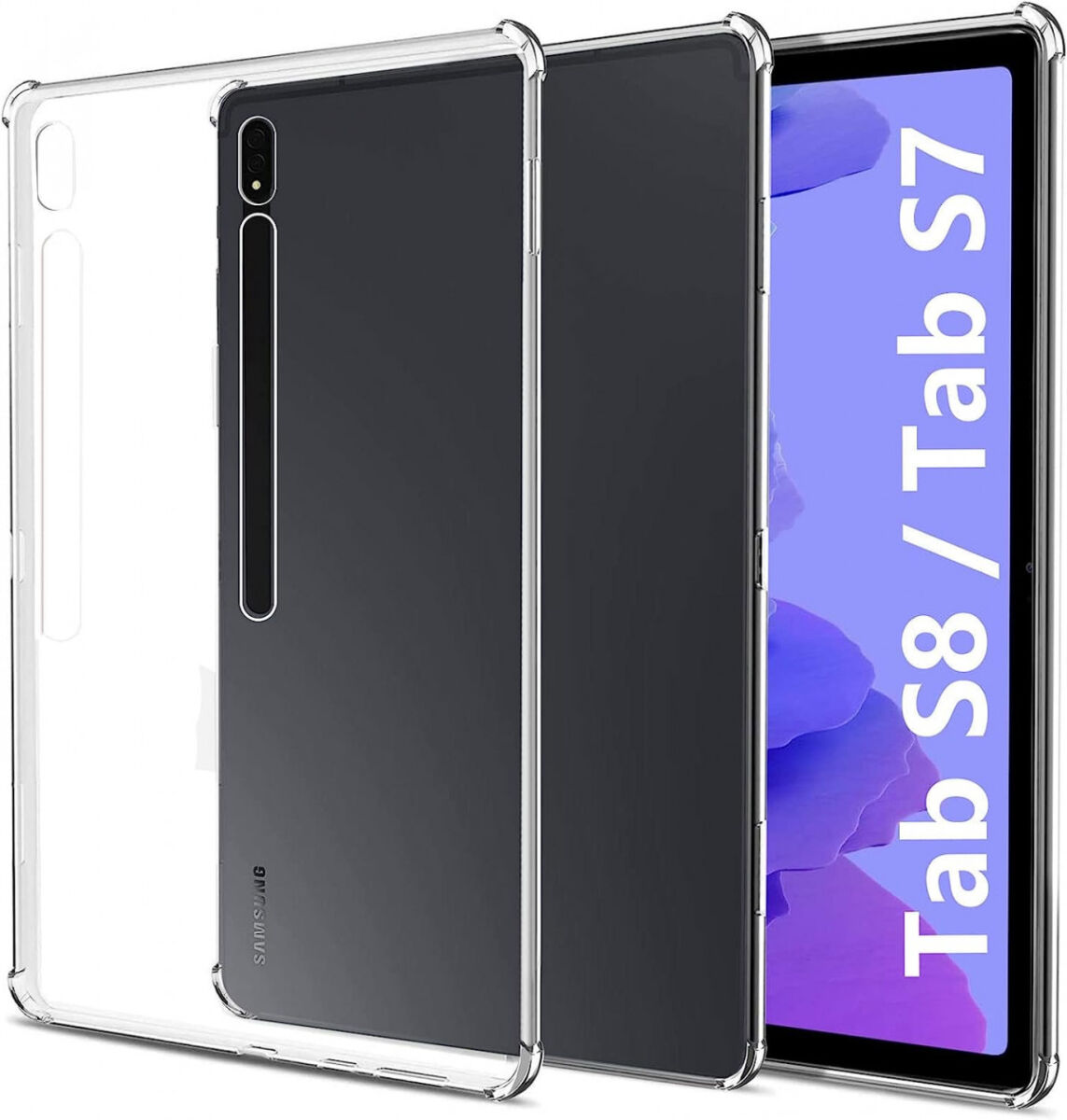 Samsung Galaxy Tab S7 / S8 Hoes Schokbestendig TPU Transparant afbeelding 1