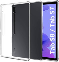 Samsung Galaxy Tab S7 / S8 Hoes Schokbestendig TPU Transparant afbeelding