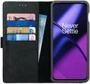 Rosso Deluxe OnePlus 11 Hoesje Echt Leer Book Case Zwart