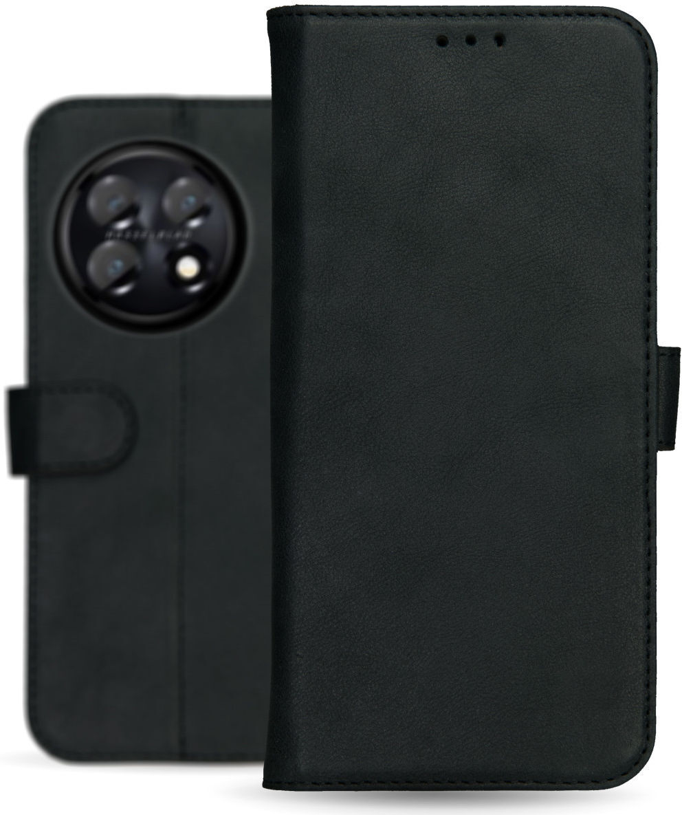Rosso Deluxe OnePlus 11 Hoesje Echt Leer Book Case Zwart afbeelding 6