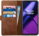 Rosso Deluxe OnePlus 11 Hoesje Echt Leer Book Case Bruin