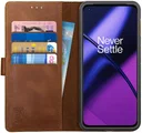 Rosso Deluxe OnePlus 11 Hoesje Echt Leer Book Case Bruin