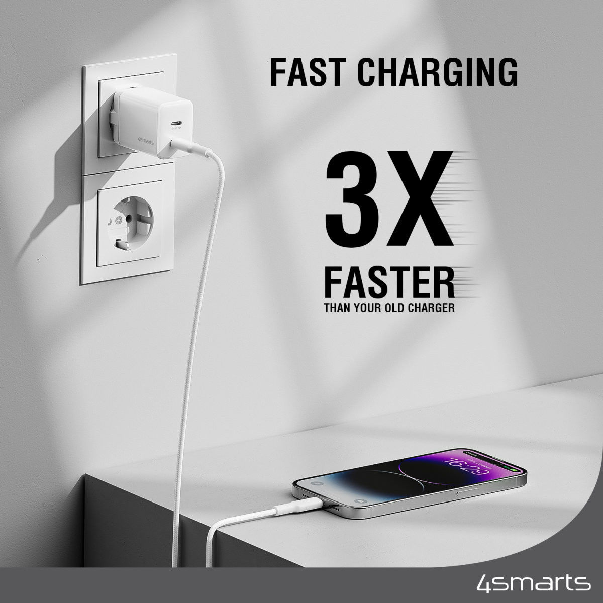 4smarts PD Plug Dual USB-C GaN Snellader 36W Quick Charge Adapter Wit afbeelding 3