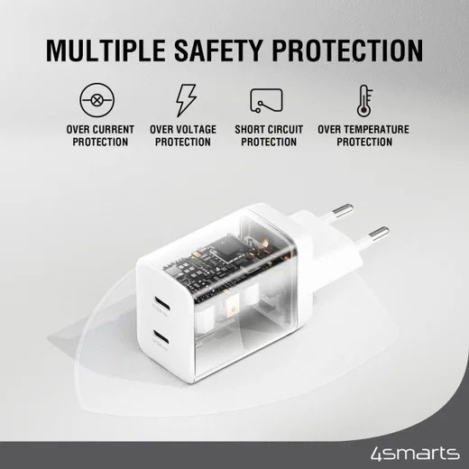 4smarts PD Plug Dual USB-C GaN Snellader 36W Quick Charge Adapter Wit afbeelding 6