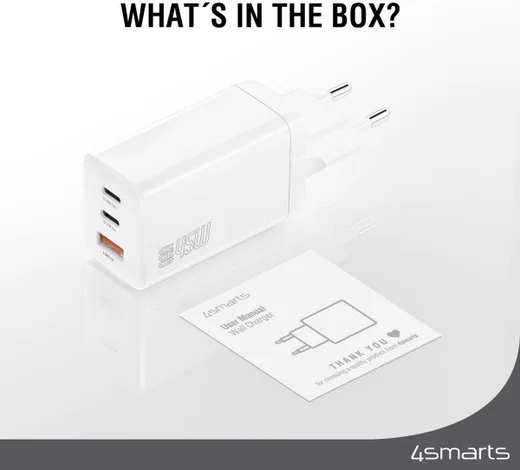 4smarts PD Plug Trio GaN Snellader 45W Fast Charge Adapter Wit afbeelding 9