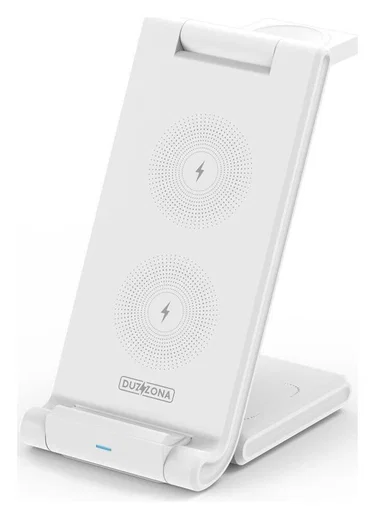 Duzzona 3-in-1 Draadloze Oplader 15W Telefoon/Oortjes/Apple Watch Wit afbeelding 1